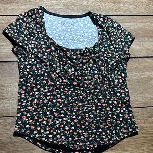 Floral Black Kids Top
